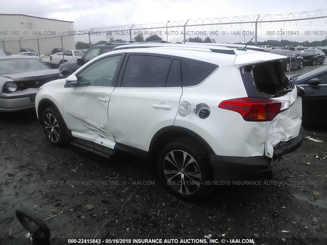 2T3YFREV3FW231182 - 2015 TOYOTA RAV4 LIMITED WHITE photo 3