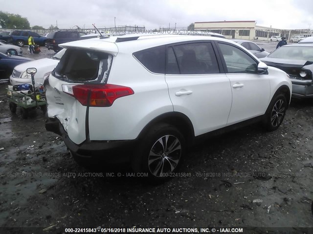 2T3YFREV3FW231182 - 2015 TOYOTA RAV4 LIMITED WHITE photo 4