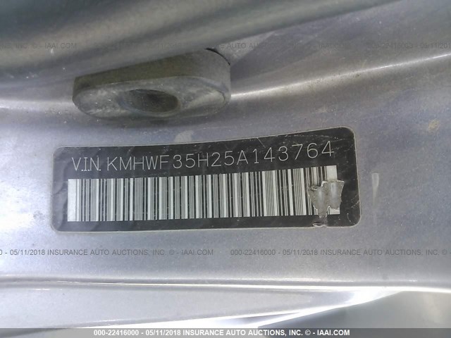 KMHWF35H25A143764 - 2005 HYUNDAI SONATA GLS/LX Pewter photo 9