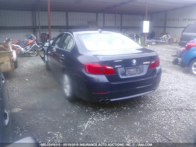 WBAXH5C54DD113893 - 2013 BMW 528 XI BLUE photo 3