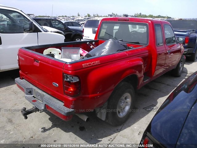 1FTYR14U44PA16906 - 2004 FORD RANGER SUPER CAB RED photo 4