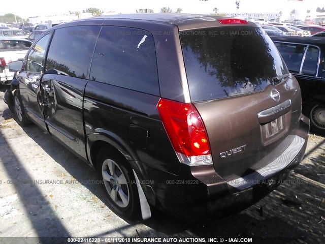 5N1BV28U97N101205 - 2007 NISSAN QUEST S/SE/SL BROWN photo 3