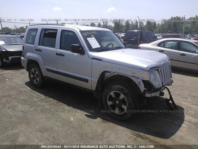 1J8GP28KX8W182691 - 2008 JEEP LIBERTY SPORT SILVER photo 1