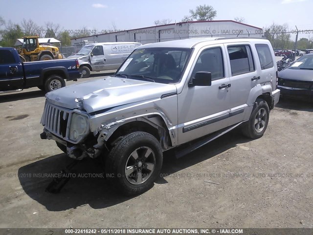 1J8GP28KX8W182691 - 2008 JEEP LIBERTY SPORT SILVER photo 2