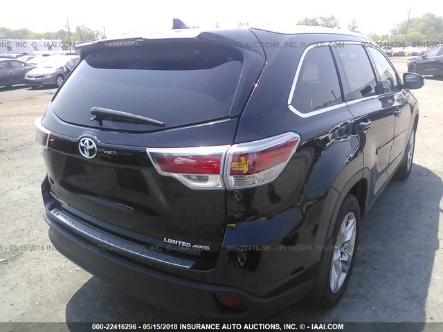 5TDDKRFH9GS254116 - 2016 TOYOTA HIGHLANDER LIMITED/LTD PLATINUM BLACK photo 4