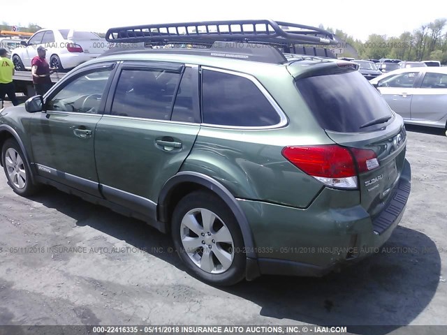 4S4BRBCC4B3358201 - 2011 SUBARU OUTBACK 2.5I PREMIUM GREEN photo 3