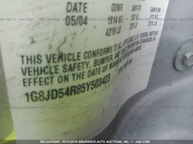 1G8JD54R85Y503423 - 2005 SATURN L300 LEVEL 2 SILVER photo 9