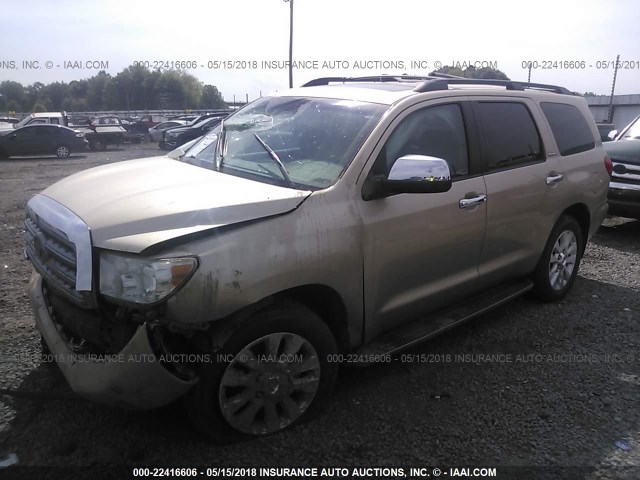 5TDYY5G12BS031239 - 2011 TOYOTA SEQUOIA PLATINUM Champagne photo 2