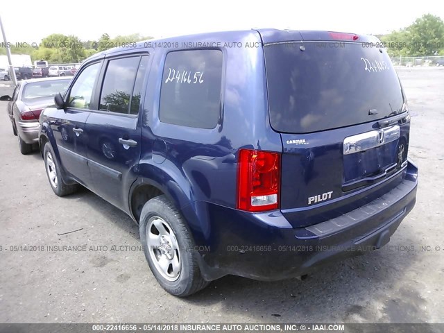 5FNYF4H2XDB071650 - 2013 HONDA PILOT LX BLUE photo 3