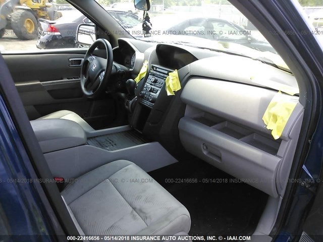 5FNYF4H2XDB071650 - 2013 HONDA PILOT LX BLUE photo 5