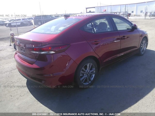 5NPD84LF8JH335061 - 2018 HYUNDAI ELANTRA SEL/VALUE/LIMITED RED photo 4