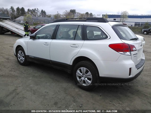 4S4BRBACXB3311631 - 2011 SUBARU OUTBACK 2.5I WHITE photo 3