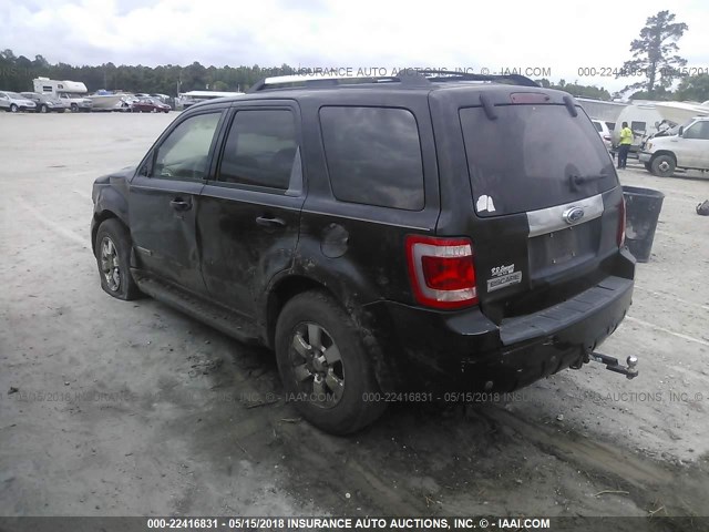 1FMCU04108KA82702 - 2008 FORD ESCAPE LIMITED BLACK photo 3