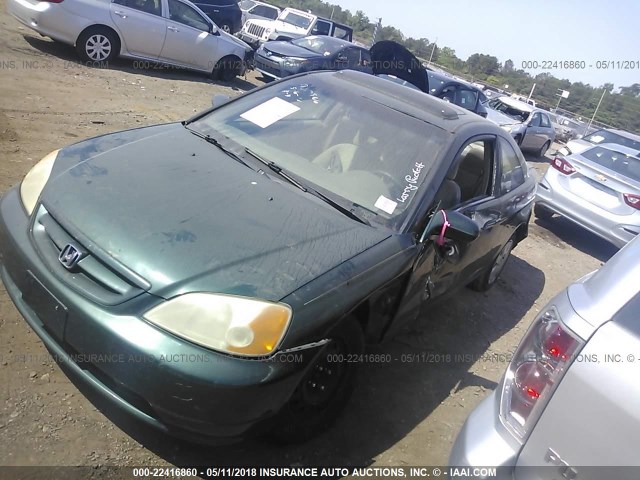 1HGEM22981L087987 - 2001 HONDA CIVIC SI/EX GREEN photo 2