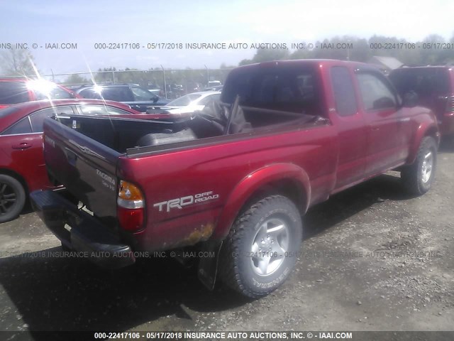 5TEWN72N74Z307250 - 2004 TOYOTA TACOMA XTRACAB RED photo 4