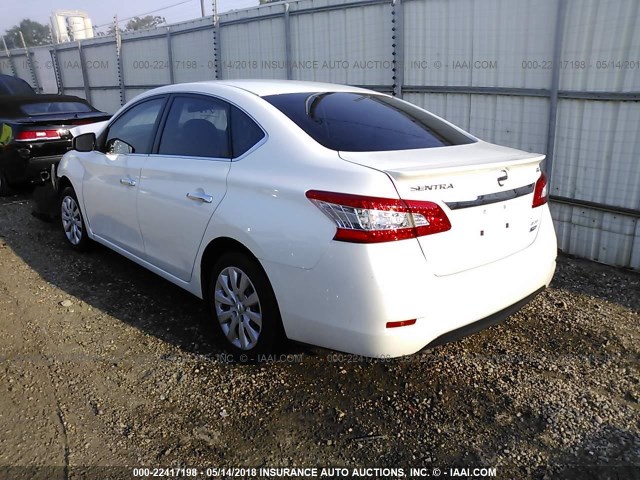 3N1AB7AP2DL783322 - 2013 NISSAN SENTRA S/SV/SR/SL WHITE photo 3