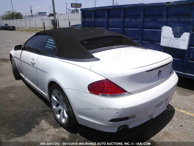 WBAEK13547CN84132 - 2007 BMW 650 I WHITE photo 3