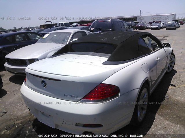 WBAEK13547CN84132 - 2007 BMW 650 I WHITE photo 4