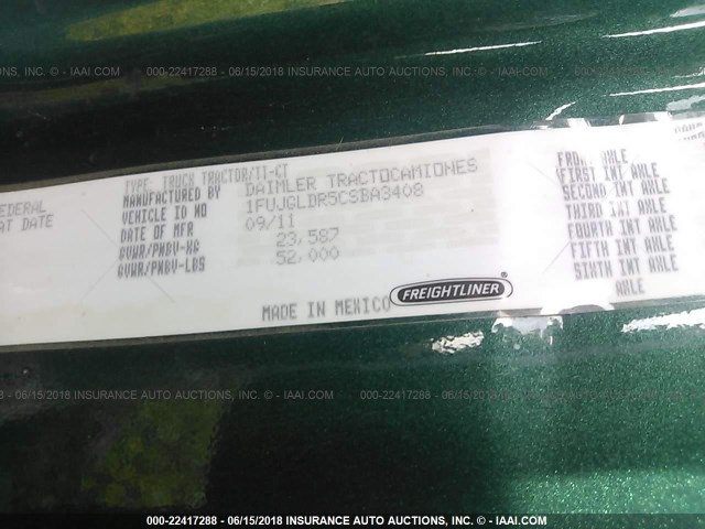 1FUJGLDR5CSBA3408 - 2012 FREIGHTLINER CASCADIA 125  Unknown photo 10