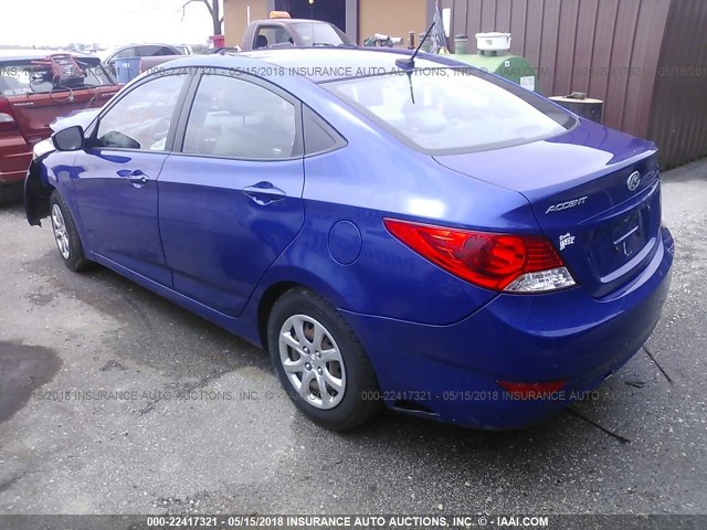 KMHCT4AE2DU396111 - 2013 HYUNDAI ACCENT GLS/GS BLUE photo 3