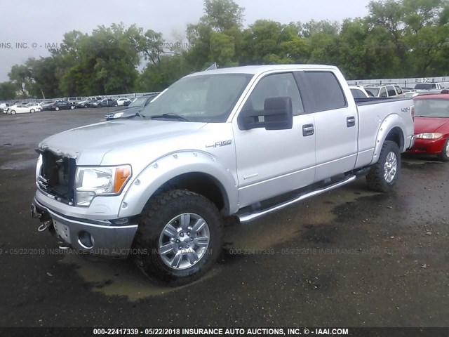 1FTFW1ET6CFA96350 - 2012 FORD F150 SUPERCREW SILVER photo 2