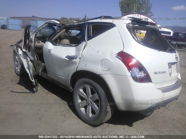 JN8AZ08T37W502828 - 2007 NISSAN MURANO SL/SE/S WHITE photo 3