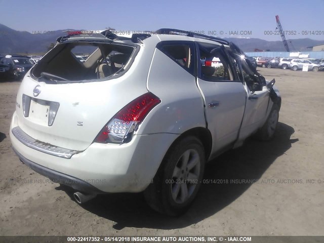 JN8AZ08T37W502828 - 2007 NISSAN MURANO SL/SE/S WHITE photo 4