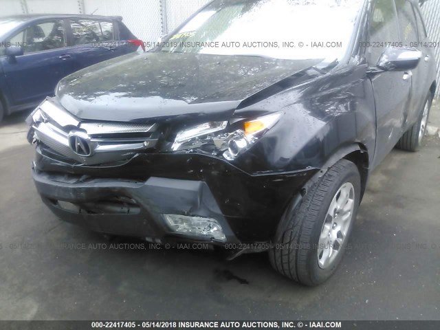 2HNYD28419H522519 - 2009 ACURA MDX TECHNOLOGY BLACK photo 6