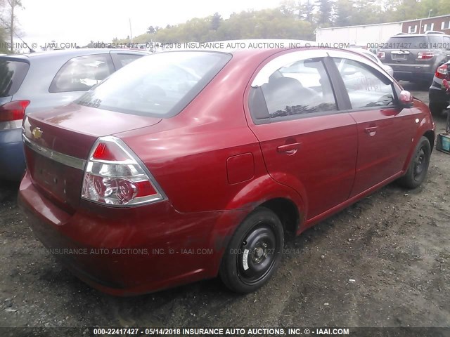 KL1TD56677B083149 - 2007 CHEVROLET AVEO LS RED photo 4