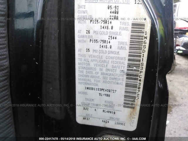 1N6SD11S3PC430727 - 1993 NISSAN TRUCK SHORT WHEELBASE 灰色 照片 9