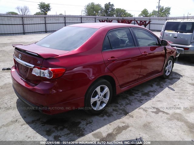 5YFBU4EE8DP165153 - 2013 TOYOTA COROLLA S/LE RED photo 4