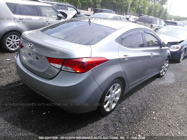KMHDH4AE8BU125962 - 2011 HYUNDAI ELANTRA GLS/LIMITED GRAY photo 4
