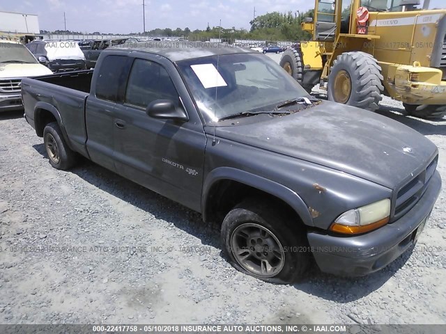 1B7GL12X22S642751 - 2002 DODGE DAKOTA SXT GRAY photo 1