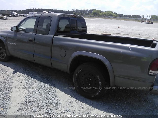 1B7GL12X22S642751 - 2002 DODGE DAKOTA SXT GRAY photo 3