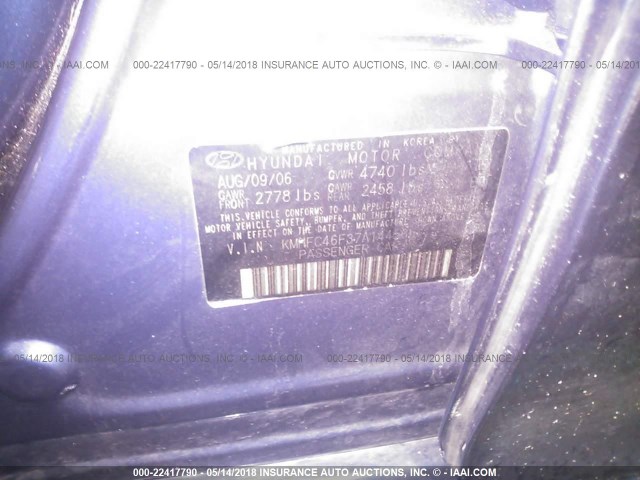 KMHFC46F37A144565 - 2007 HYUNDAI AZERA SE/LIMITED BLUE photo 9