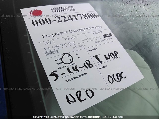 4T1BF1FKXFU994160 - 2015 TOYOTA CAMRY LE/XLE/SE/XSE BLUE photo 7