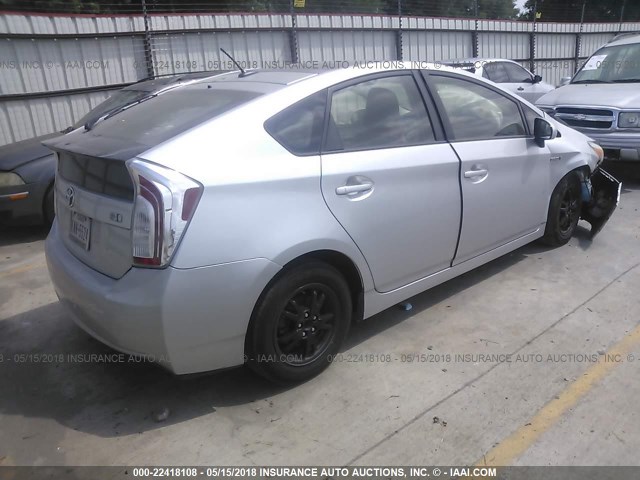 JTDKN3DU9C5431100 - 2012 TOYOTA PRIUS SILVER photo 4