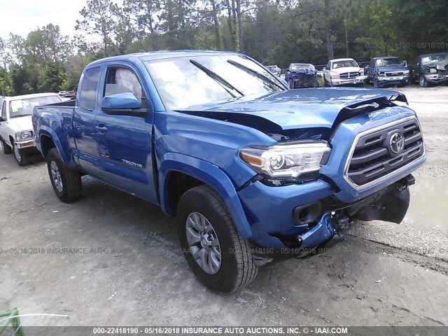 5TFRZ5CNXJX059650 - 2018 TOYOTA TACOMA ACCESS CAB/SR/SR5 BLUE photo 1