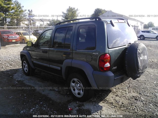 1J4GL48K52W174269 - 2002 JEEP LIBERTY SPORT 绿色 照片 3