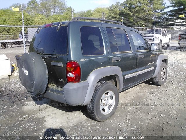 1J4GL48K52W174269 - 2002 JEEP LIBERTY SPORT GREEN photo 4