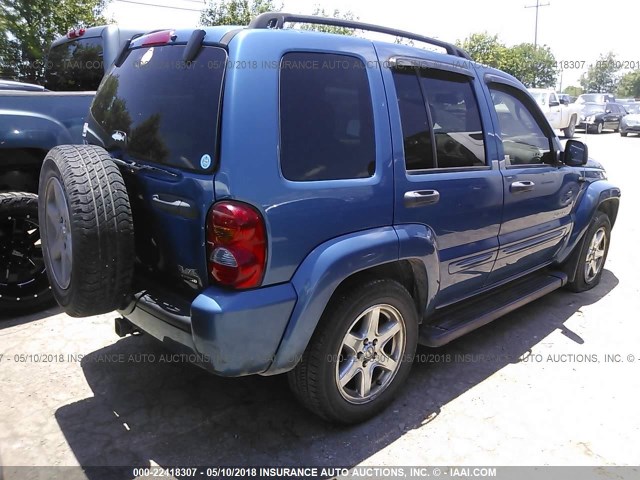 1J8GK58K44W132086 - 2004 JEEP LIBERTY LIMITED BLUE photo 4