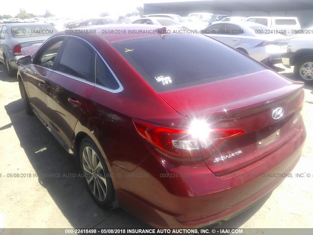 5NPE34AF8FH028034 - 2015 HYUNDAI SONATA SPORT/LIMITED RED photo 3