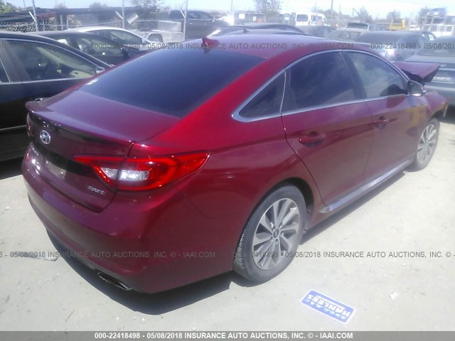 5NPE34AF8FH028034 - 2015 HYUNDAI SONATA SPORT/LIMITED RED photo 4