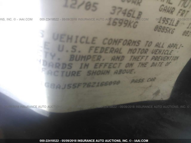 1G8AJ55F76Z166090 - 2006 SATURN ION LEVEL 2 GREEN photo 9