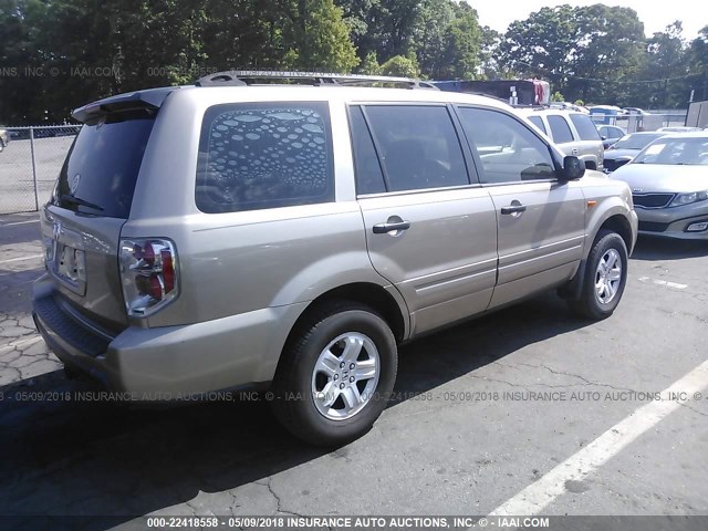 5FNYF28126B014602 - 2006 HONDA PILOT LX GOLD photo 4