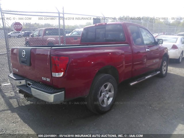 1N6AA06B56N542939 - 2006 NISSAN TITAN XE/SE/LE RED photo 4