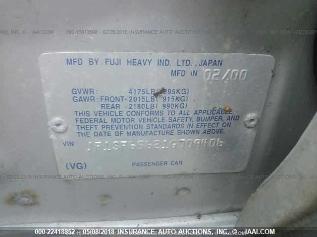 JF1SF65621G709406 - 2001 SUBARU FORESTER S Gümüş foto 9