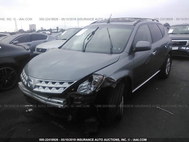 JN8AZ08T56W430142 - 2006 NISSAN MURANO SL/SE/S GRAY photo 2