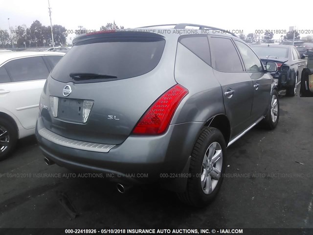 JN8AZ08T56W430142 - 2006 NISSAN MURANO SL/SE/S GRAY photo 4