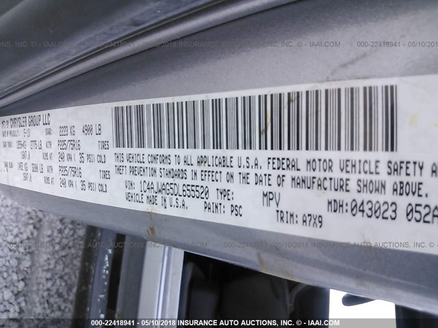 1C4AJWAG5DL655520 - 2013 JEEP WRANGLER SPORT فضي صورة 9